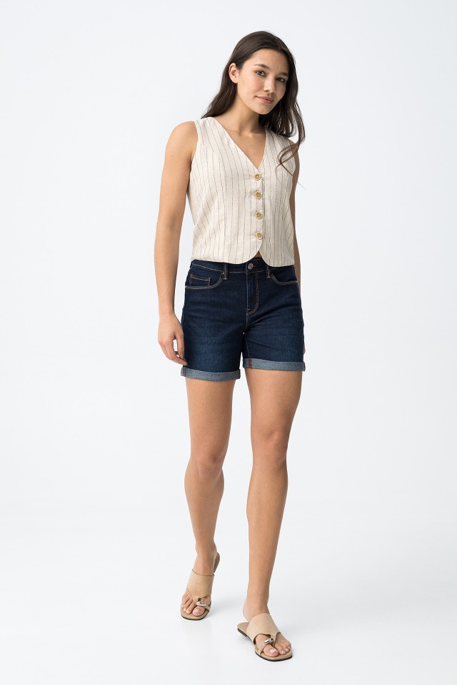 Dark Blue Fitted Shorts