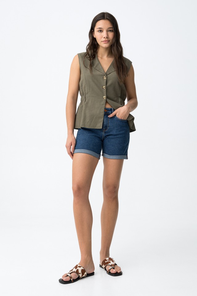 Dark Blue Denim Shorts