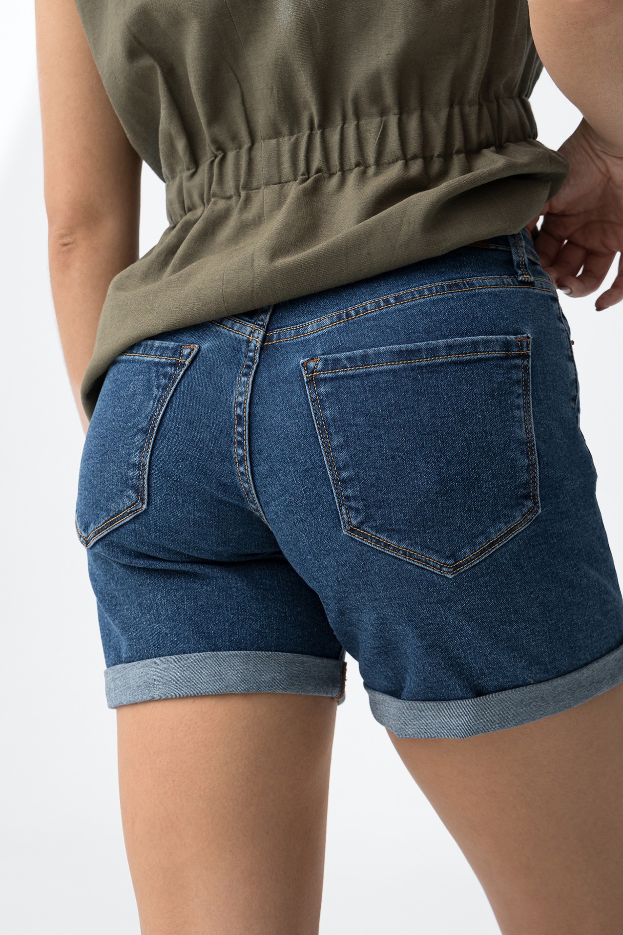 Dark Blue Denim Shorts