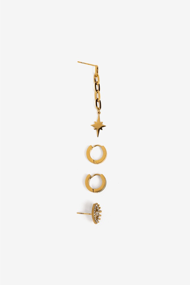 Golden Star Earrings Set