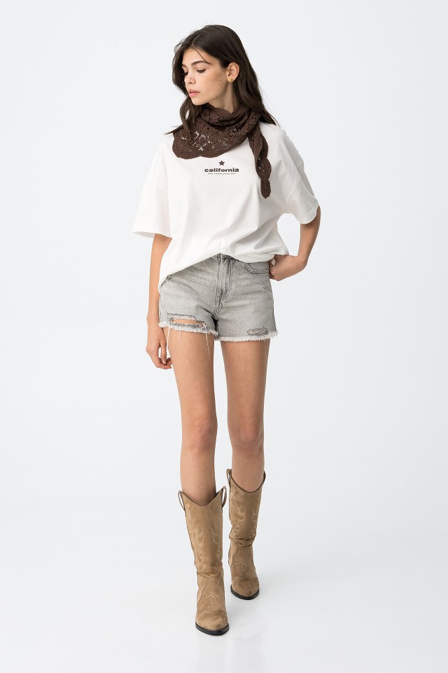Light Grey Distressed Shorts