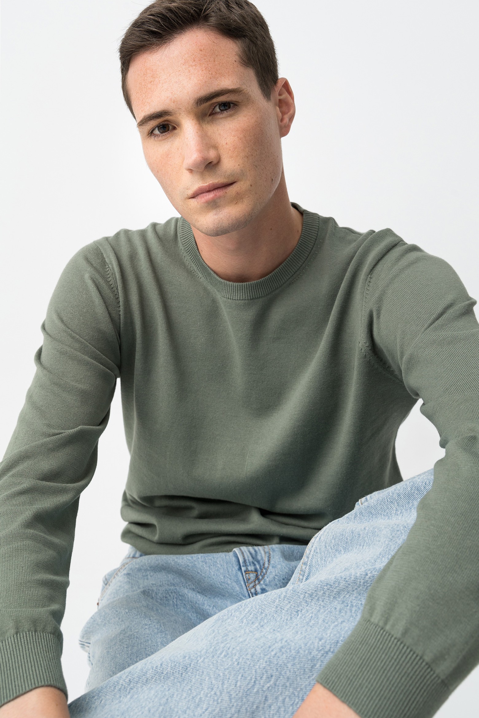 Camisola Slim Verde Tricotada