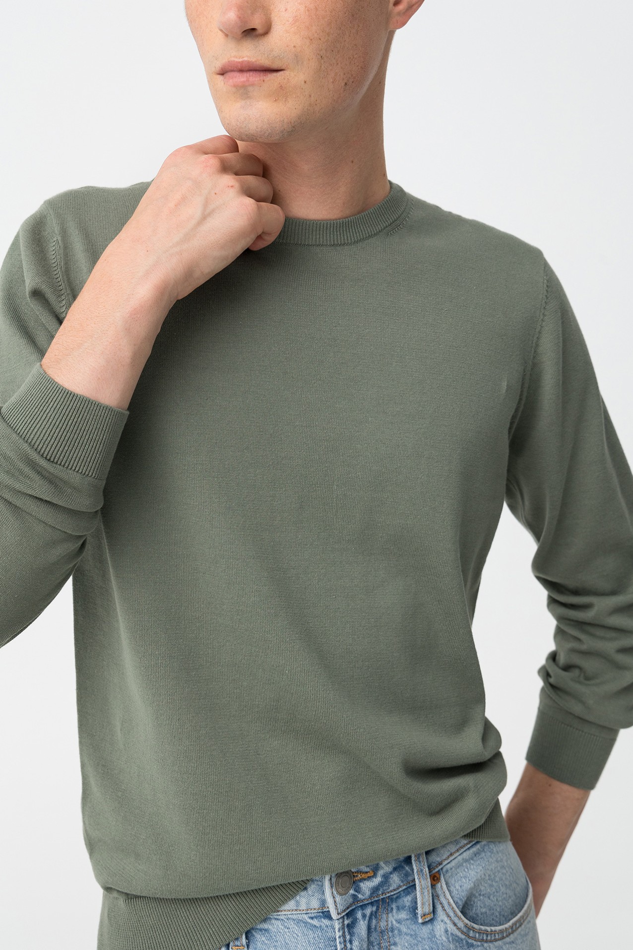 Camisola Slim Verde Tricotada