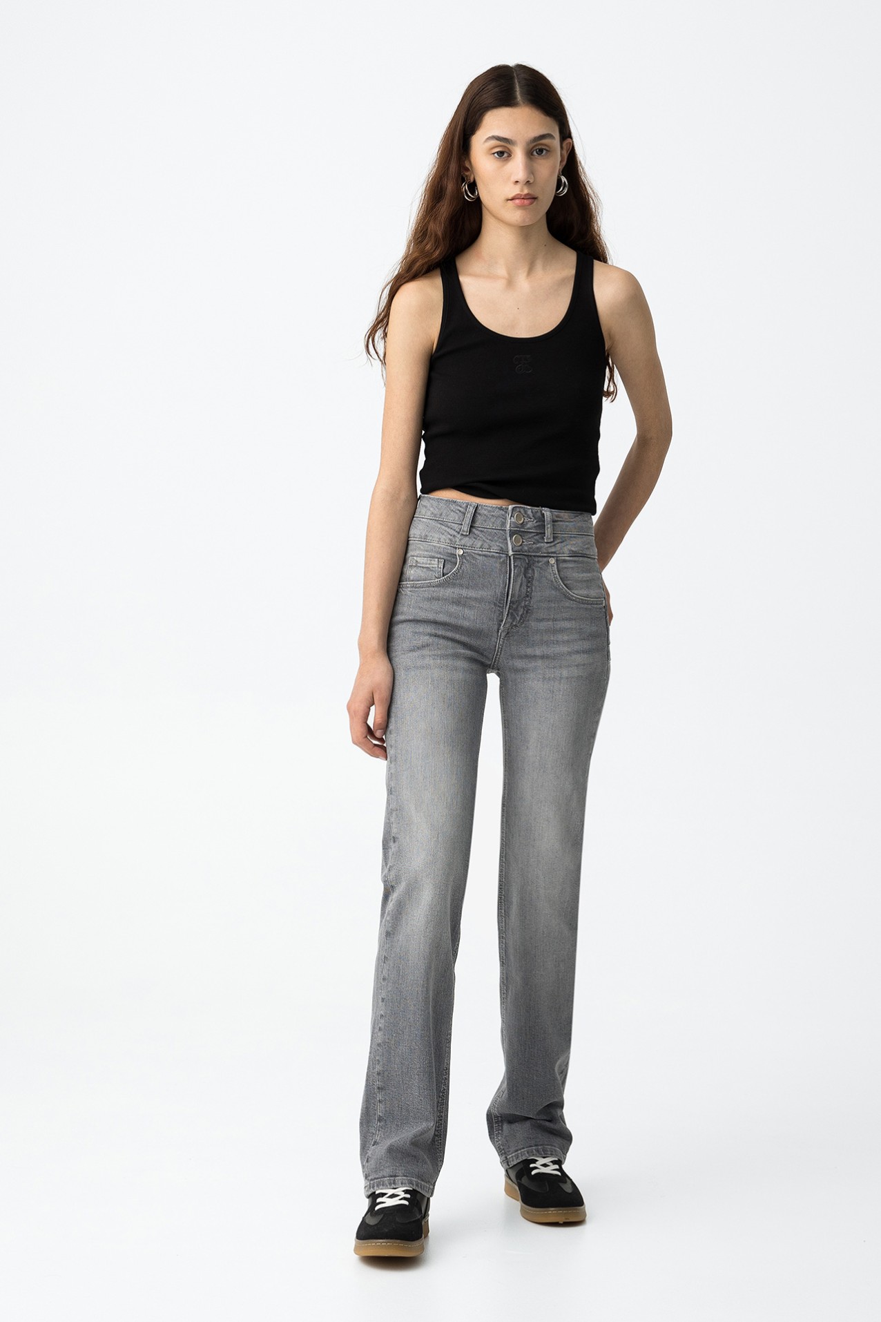 High-Waisted Straight Jeans