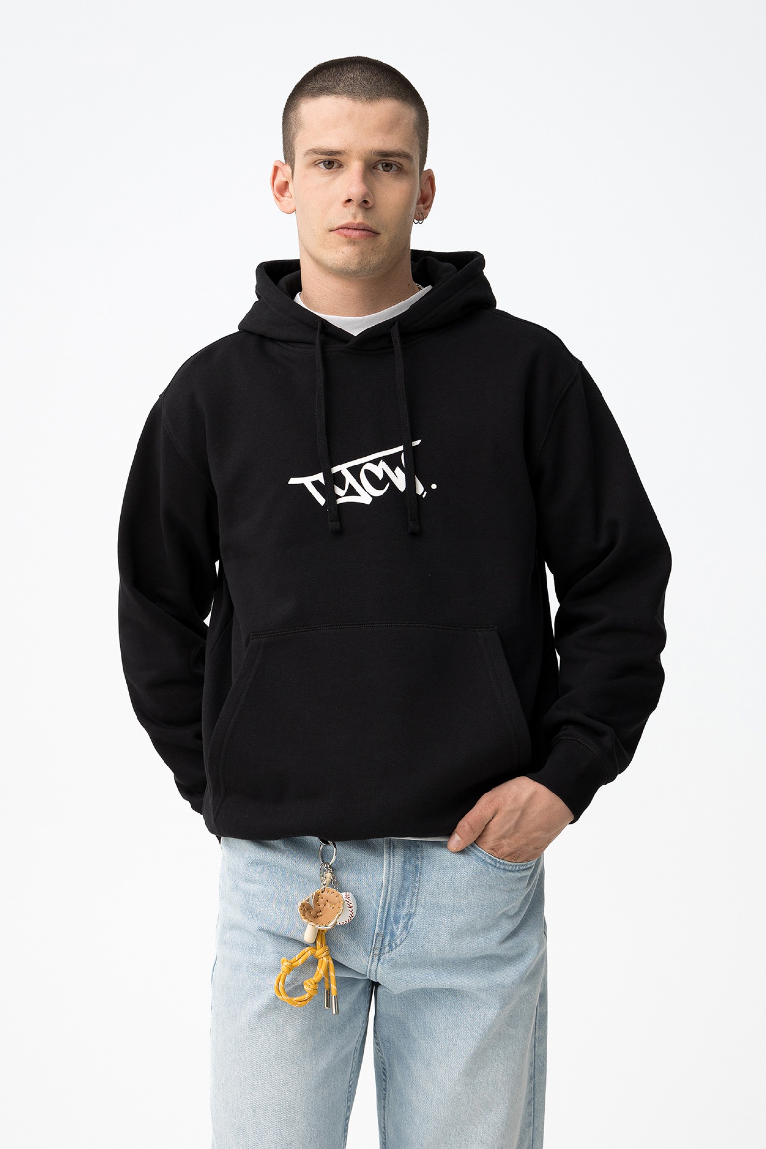 Black Hoodie With Graphic Print