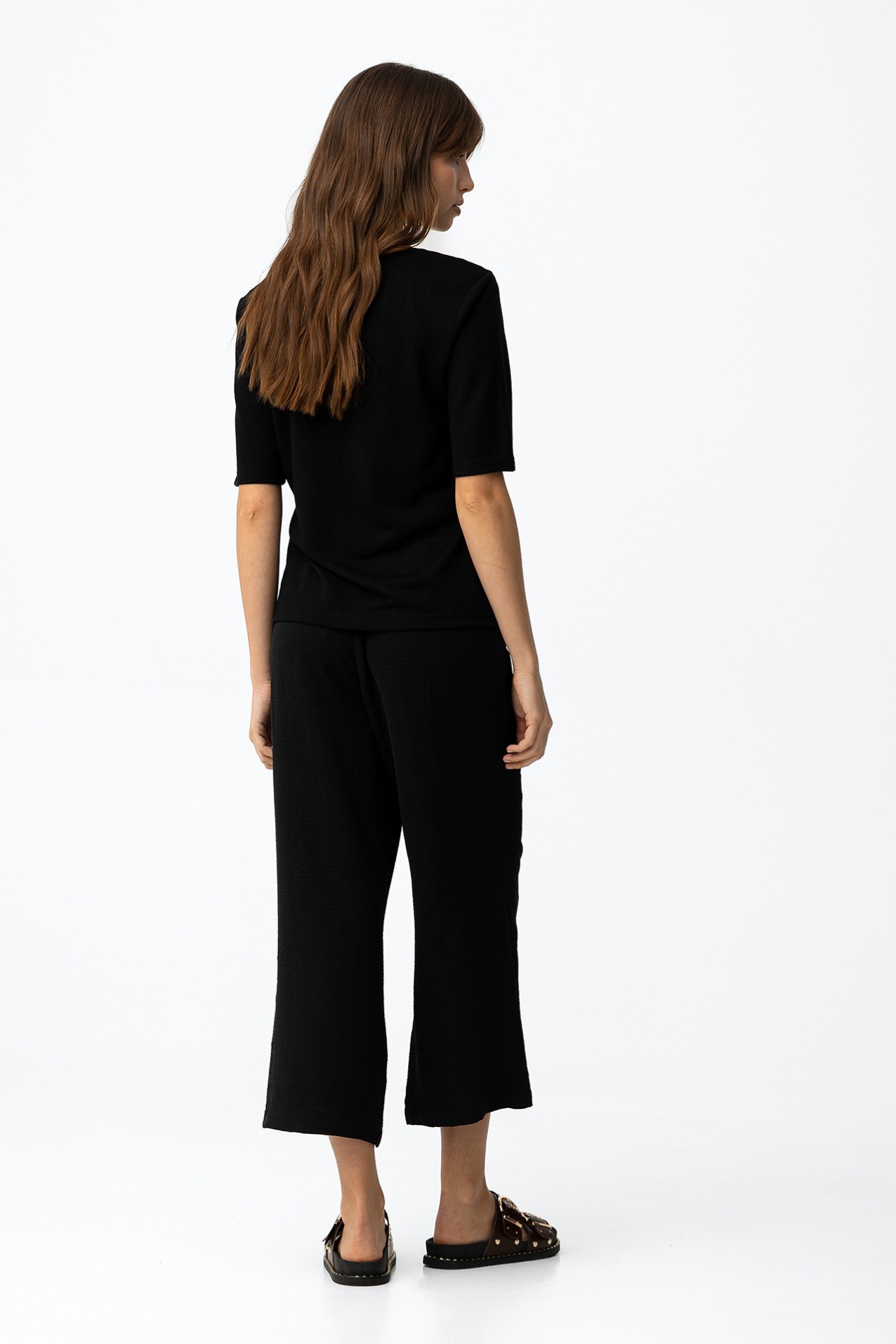Black Wide Crop Pants