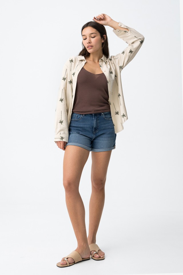 Woven Denim Shorts