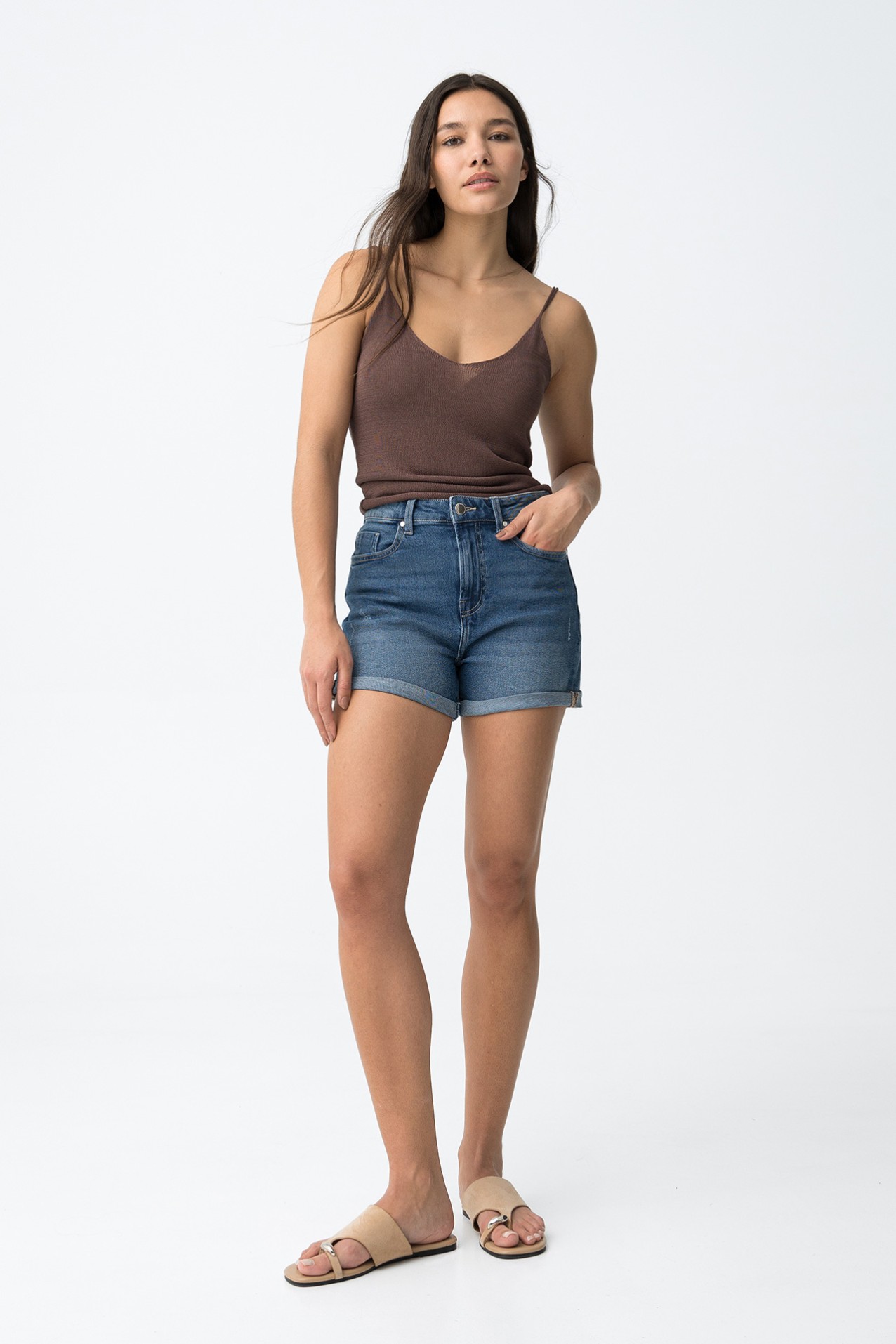 Woven Denim Shorts
