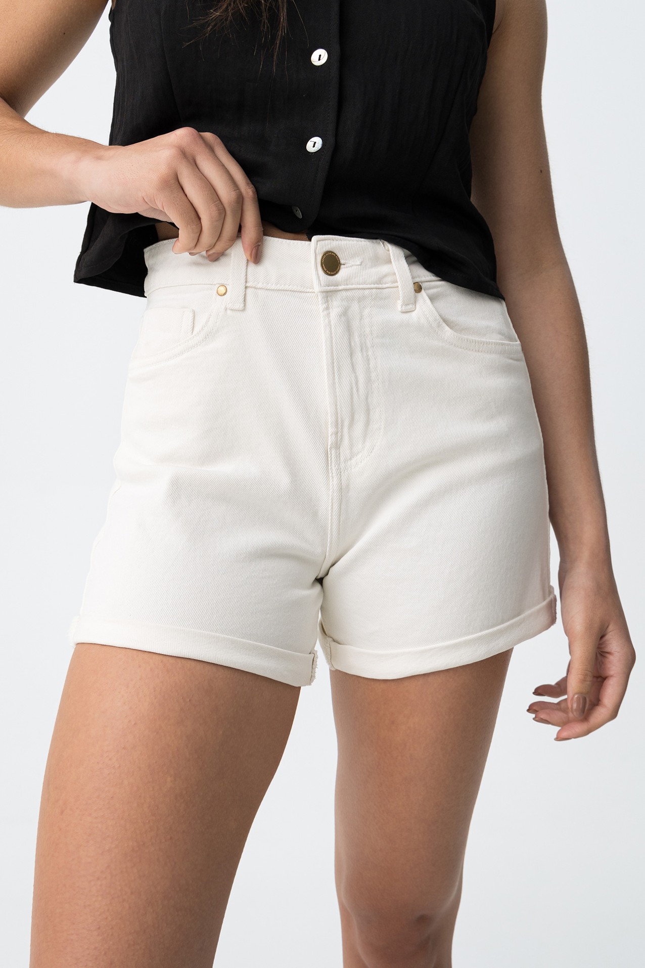 White Woven Shorts