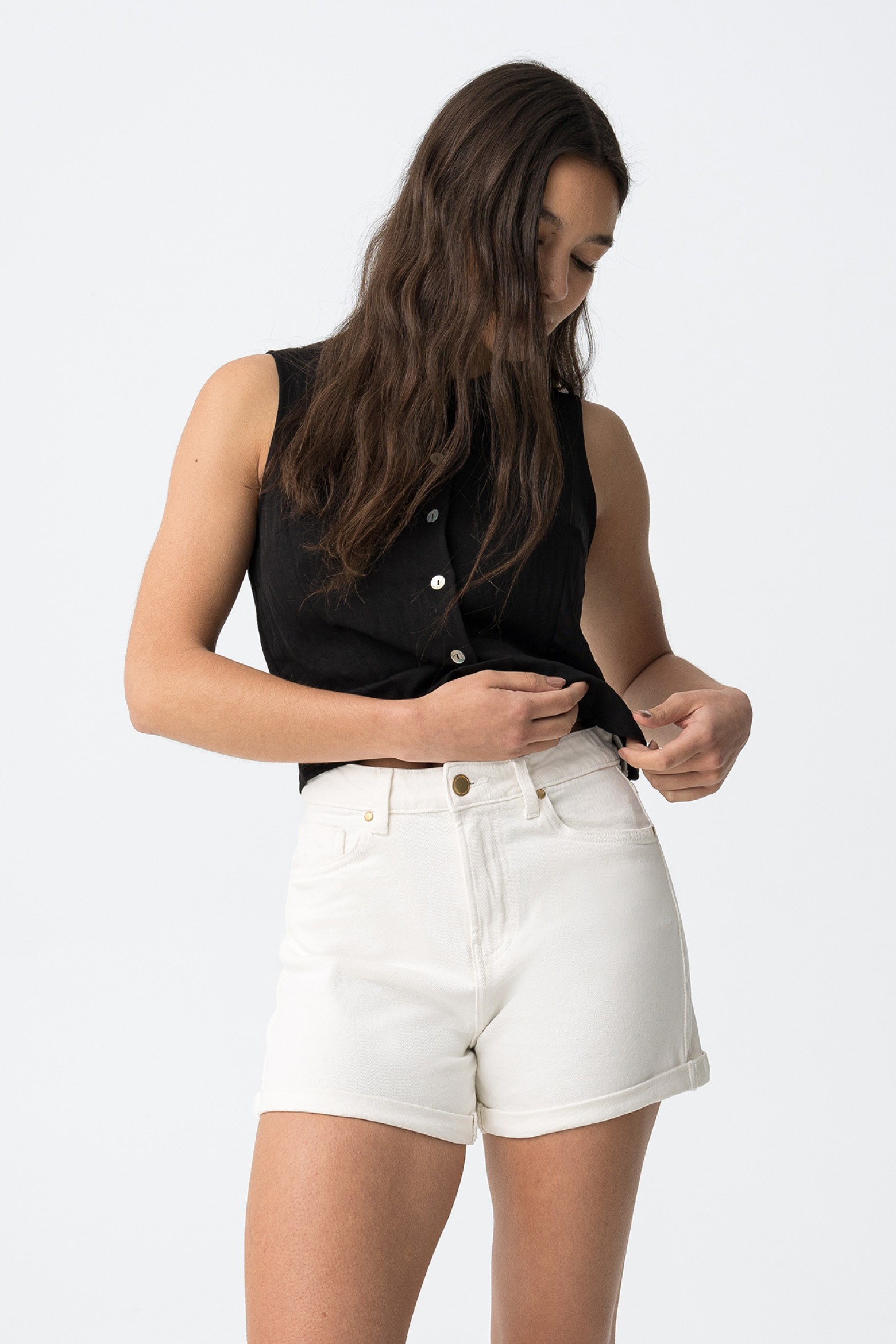 White Woven Shorts