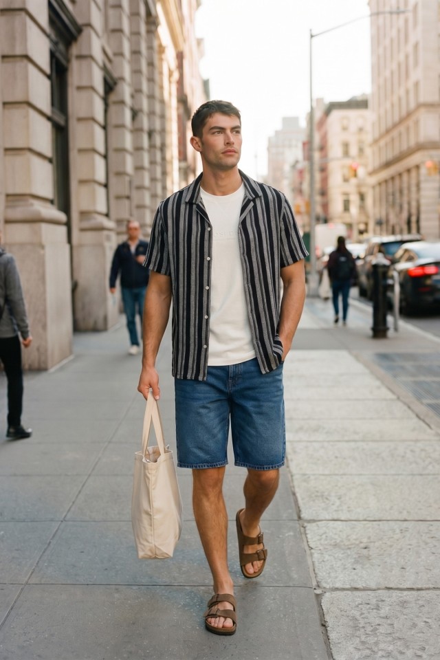 Relaxed Blue Denim Shorts