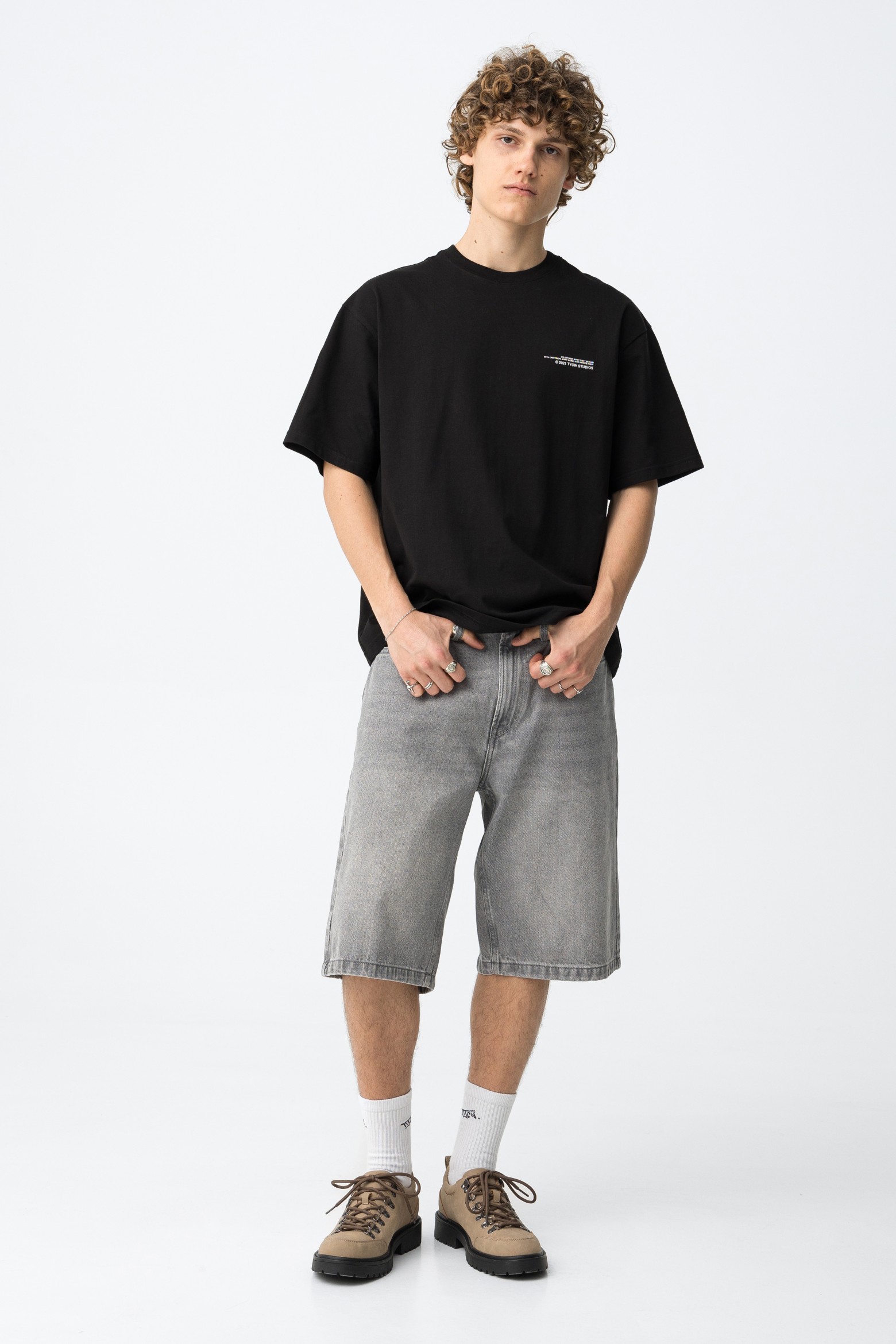 Super Baggy Grey Shorts - 10064548_P20 - Tiffosi