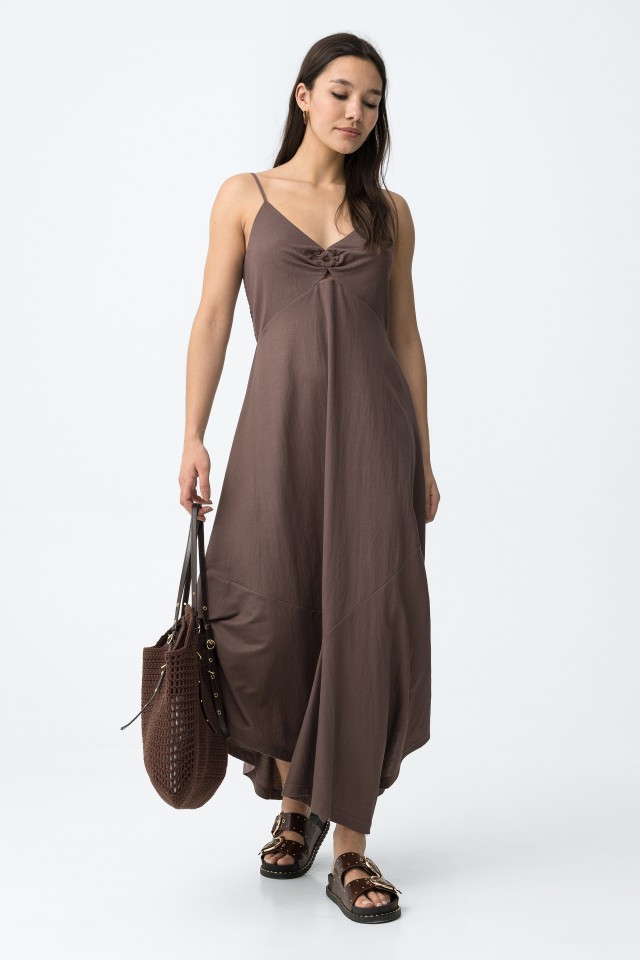 Brown flowy midi dress - 10065847_259 - Tiffosi Brown flowy midi dress - 10065847_259 - Tiffosi