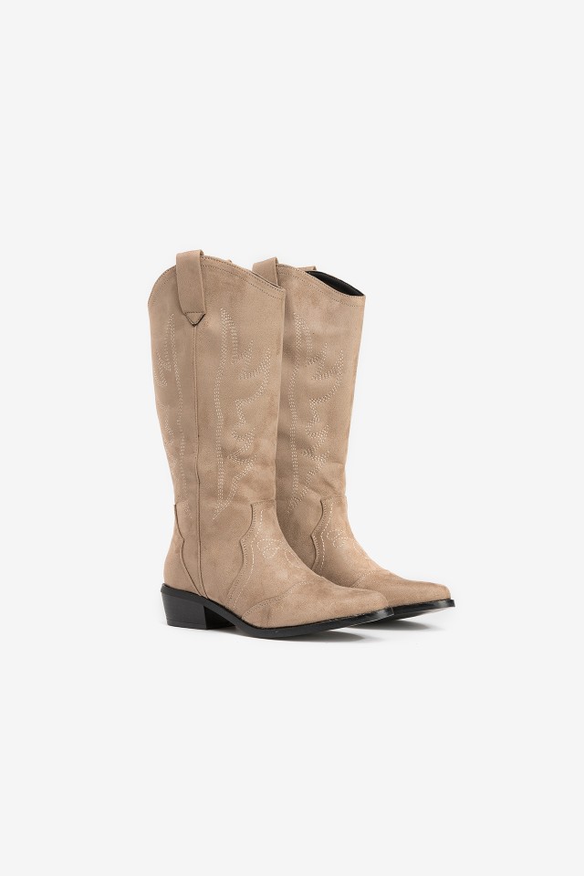 Bota alta beige cowboy Bota alta beige cowboy