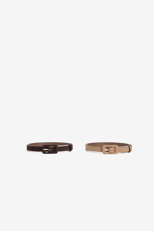Two-Tone Brown Slim Belts