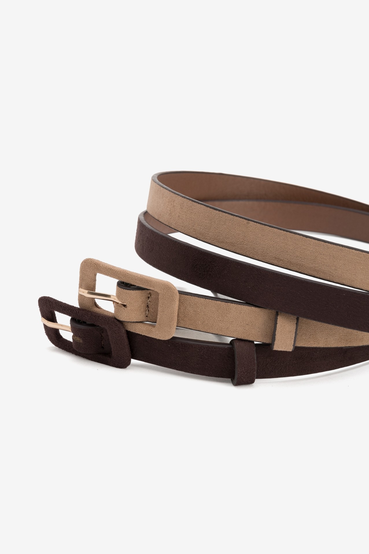 Two-Tone Brown Slim Belts