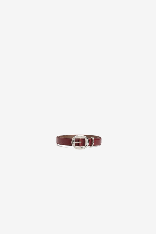 Red Thin Belt Prata Buckle