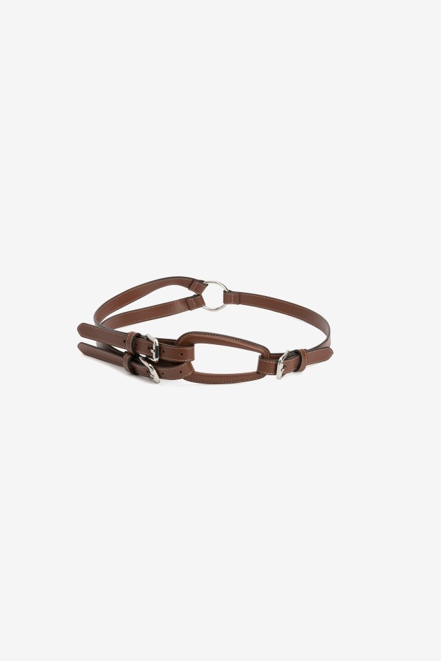 Brown Belt With Metal Rings