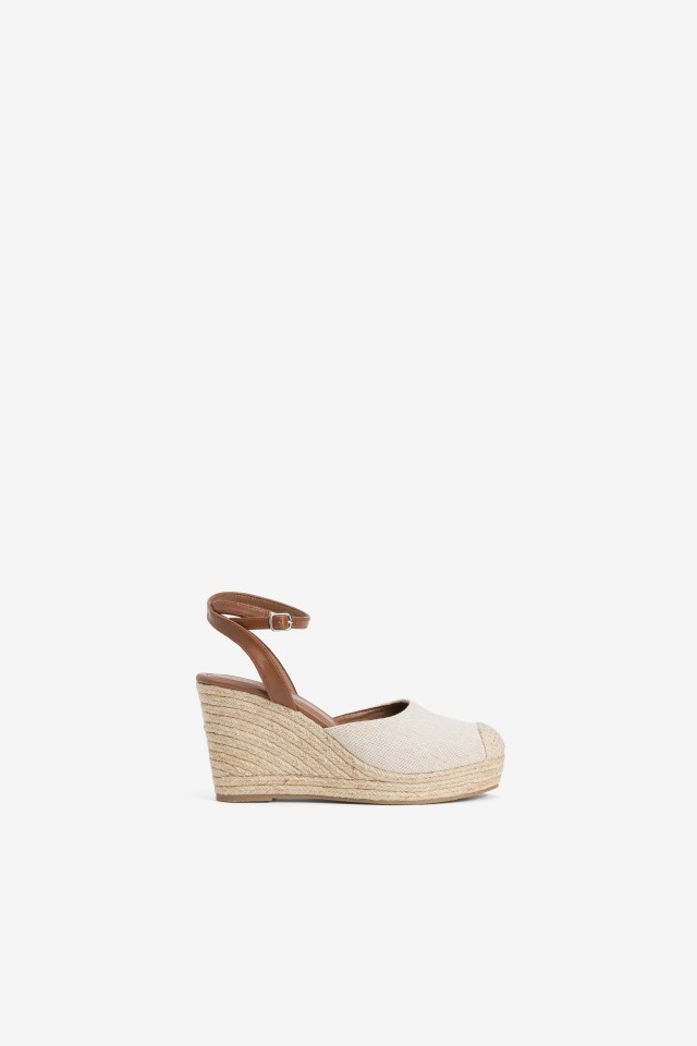 Beige Closed Toe Wedge