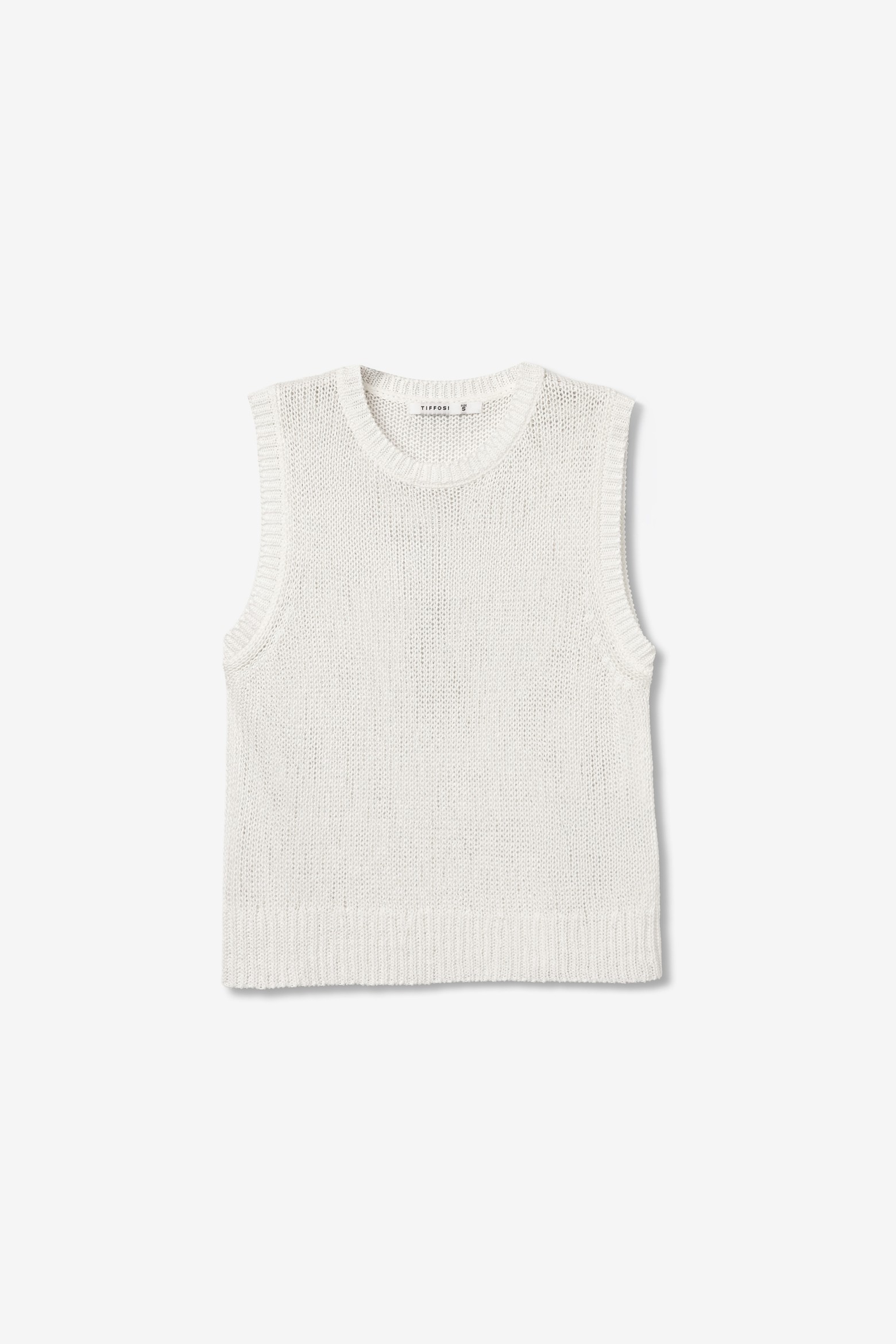Sleeveless Off-White Knit Top - 10066804_110 - Tiffosi