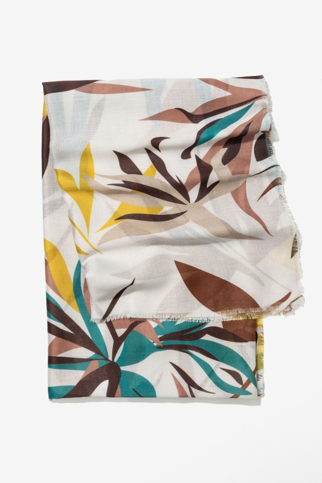 Light Scarf with Leaf Print