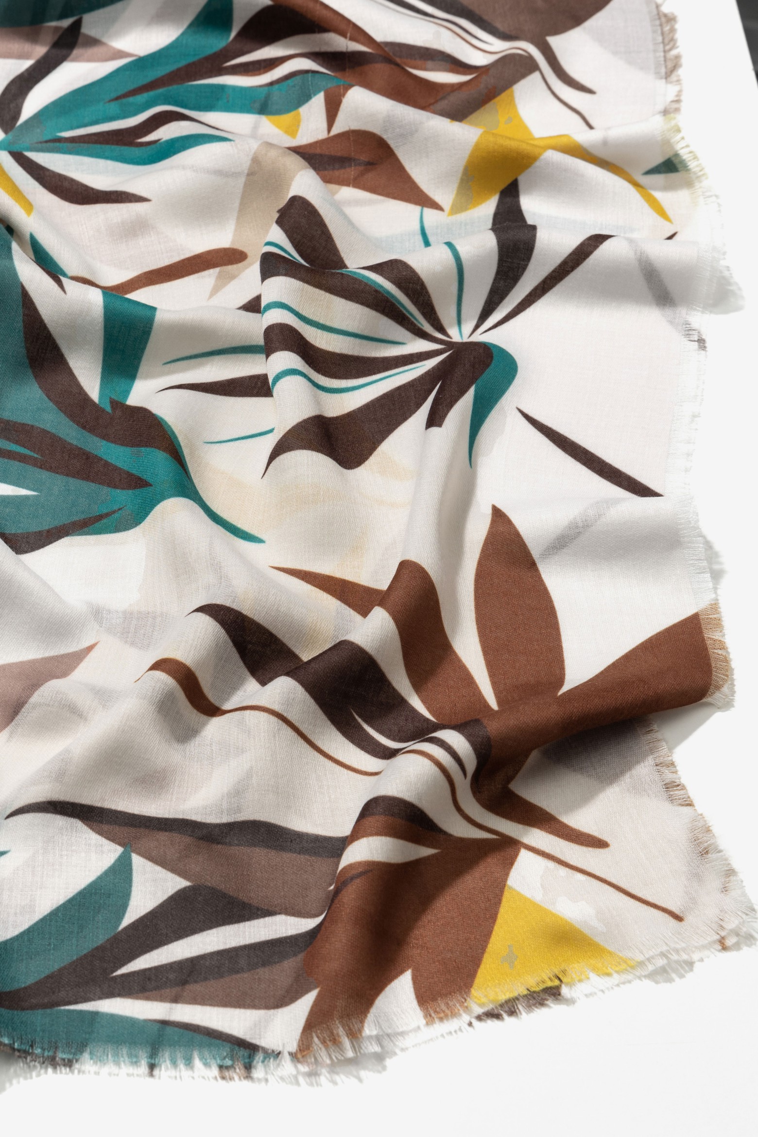 Light Scarf with Leaf Print