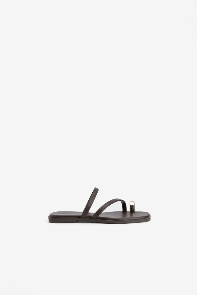 Dark Brown Strappy Slide