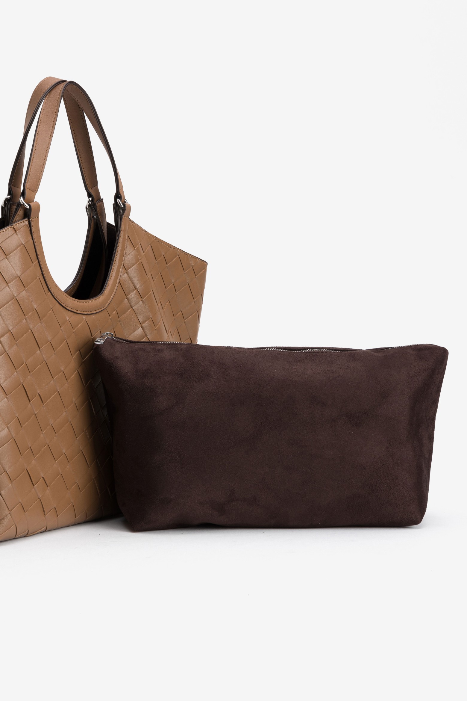 Shopper castanho trançado chic