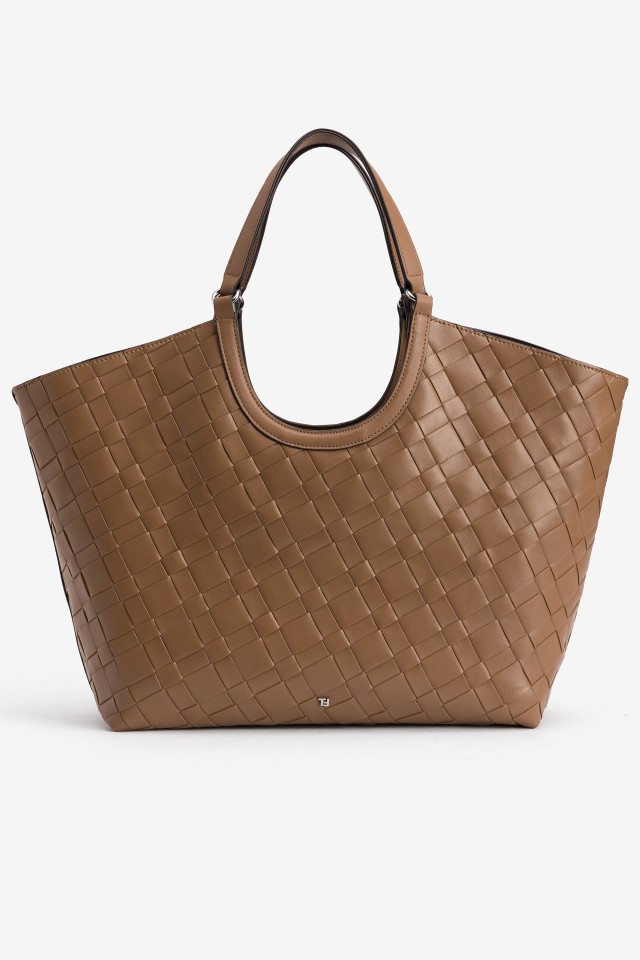 Shopper marrón textura trenzada Shopper marrón textura trenzada