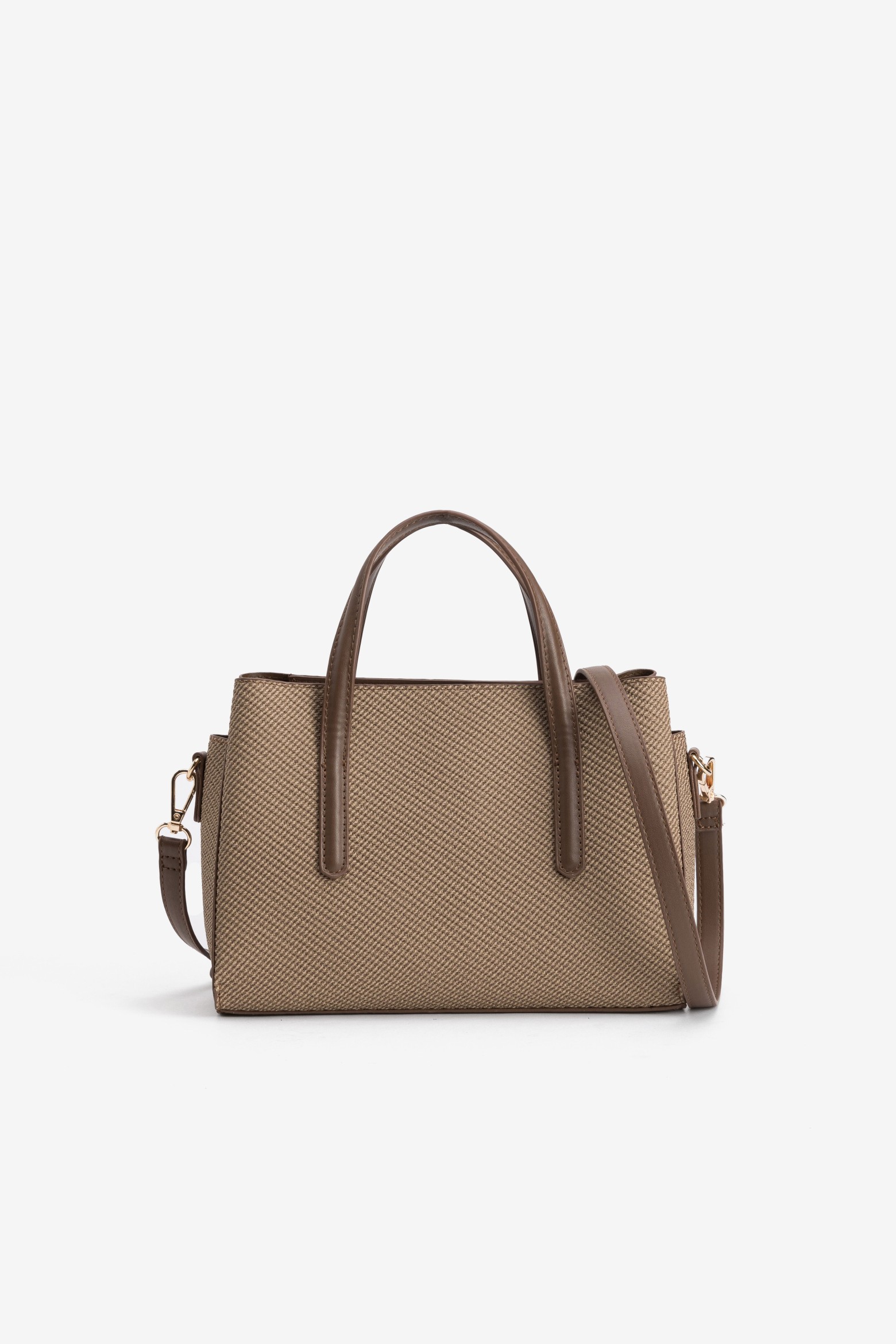 Brown textured modern handbag