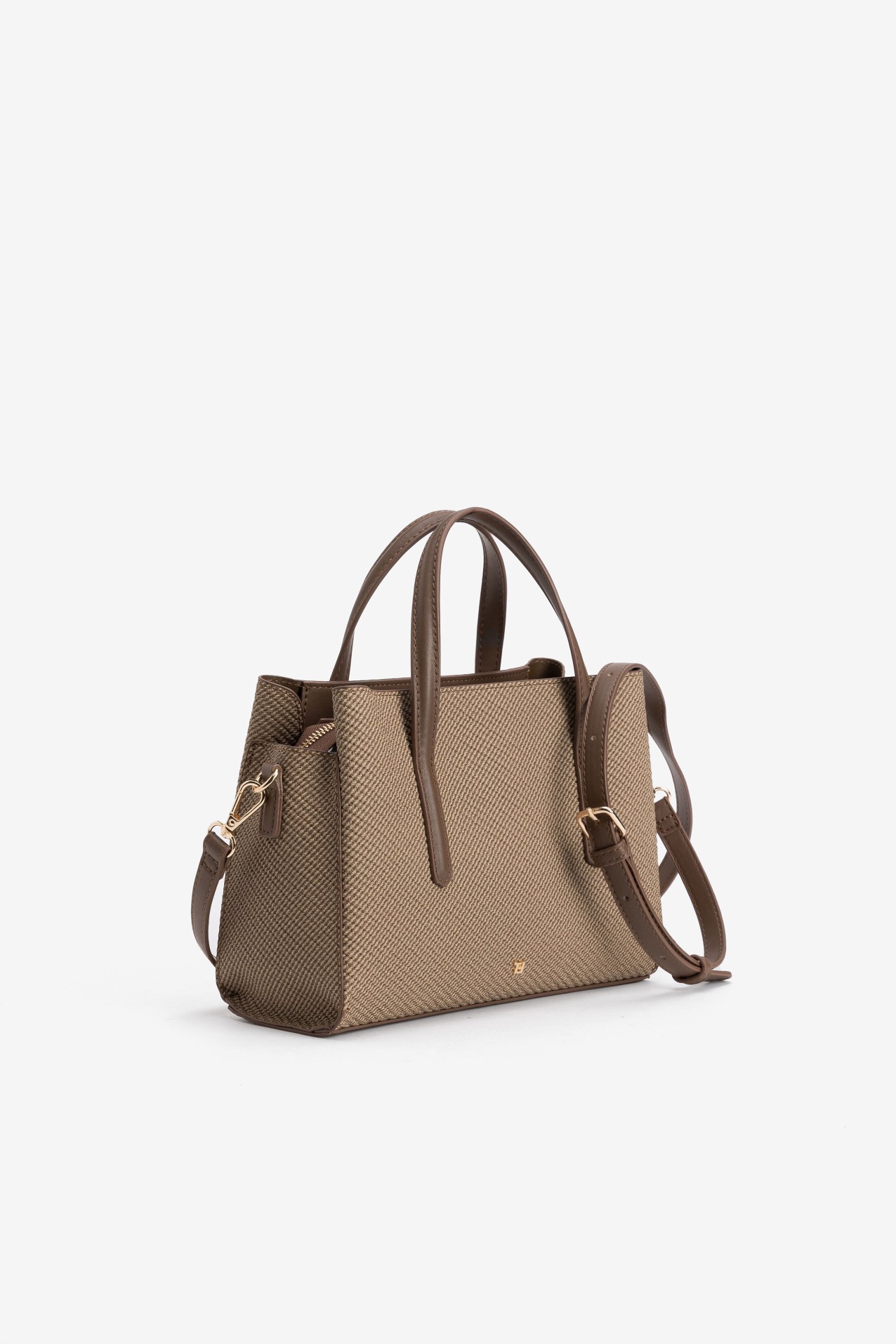 Brown textured modern handbag