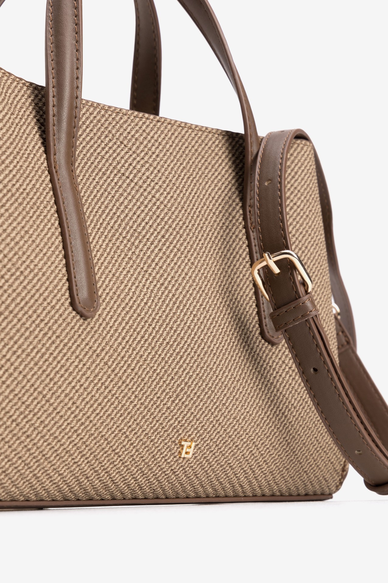 Brown textured modern handbag