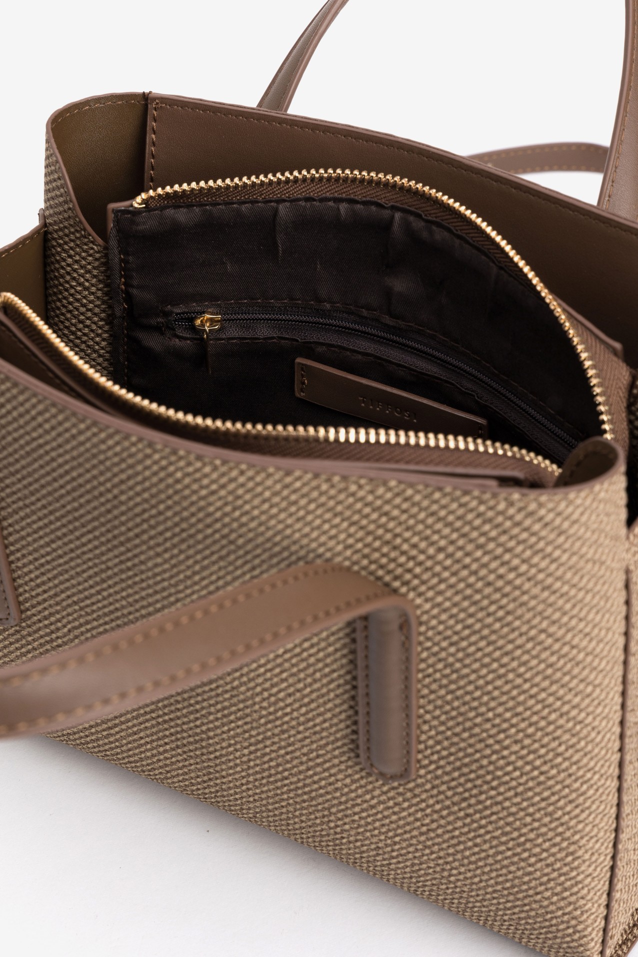 Brown textured modern handbag