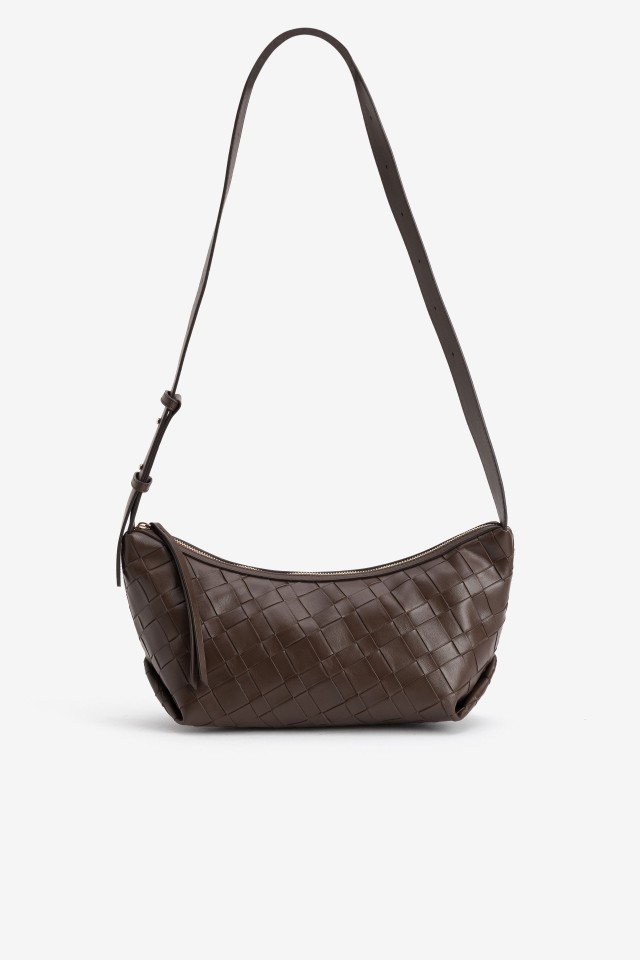 Dark Brown Woven Crossbody