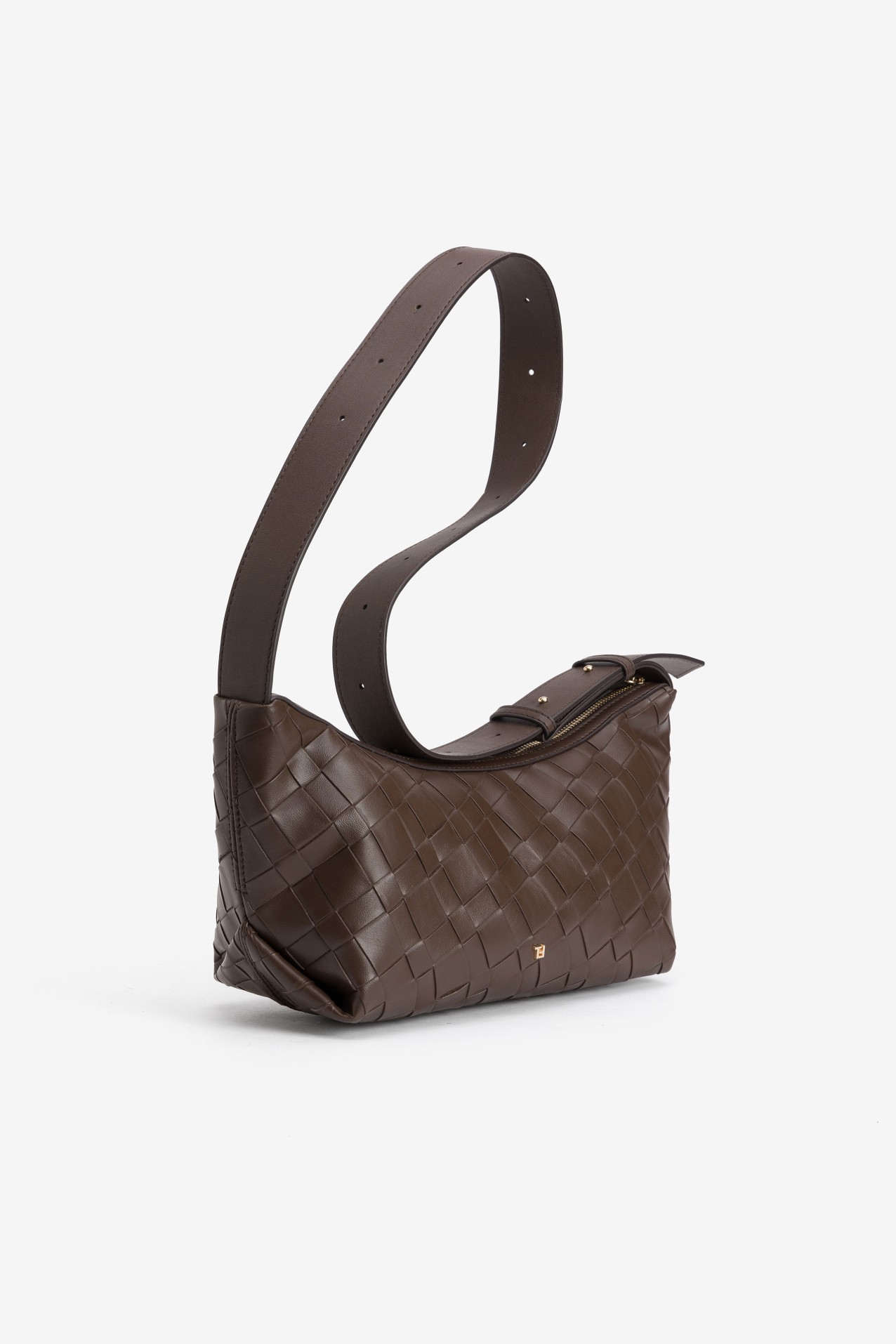 Dark Brown Woven Crossbody