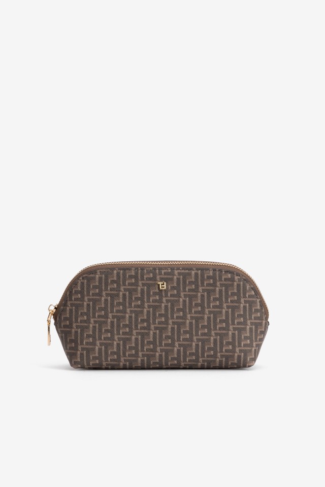 Dark Brown Geometric Pouch