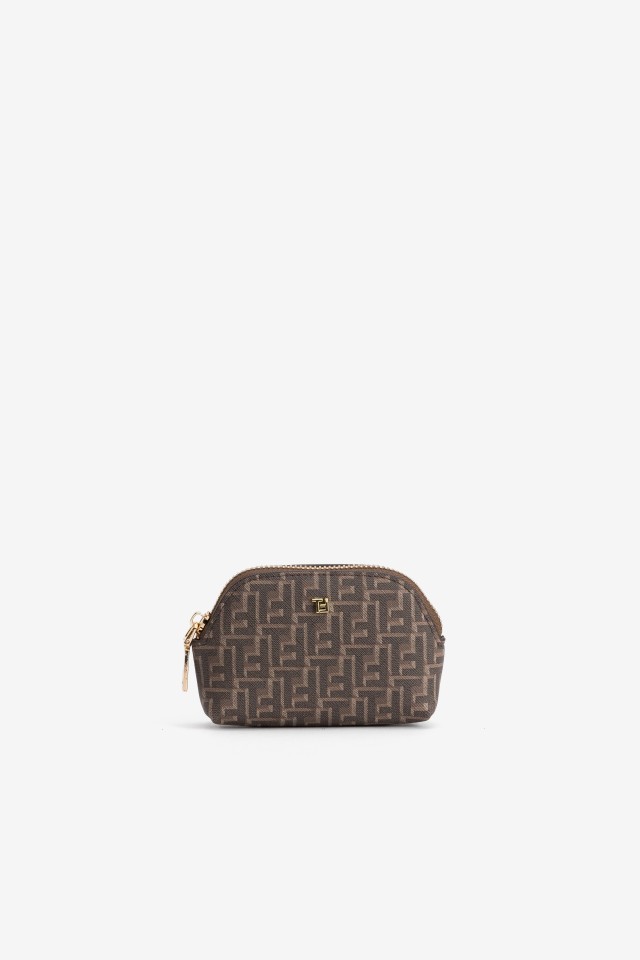 Porta-moedas castanho com padr�o