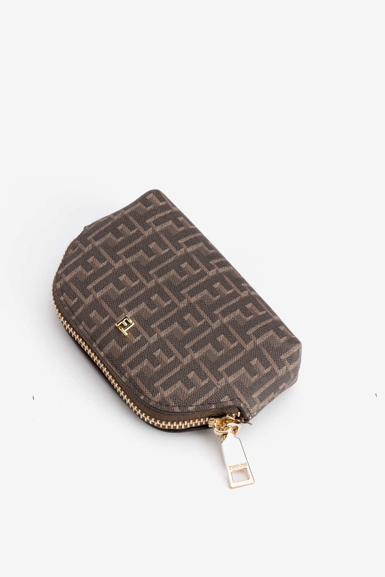 Porta-moedas castanho com padr�o