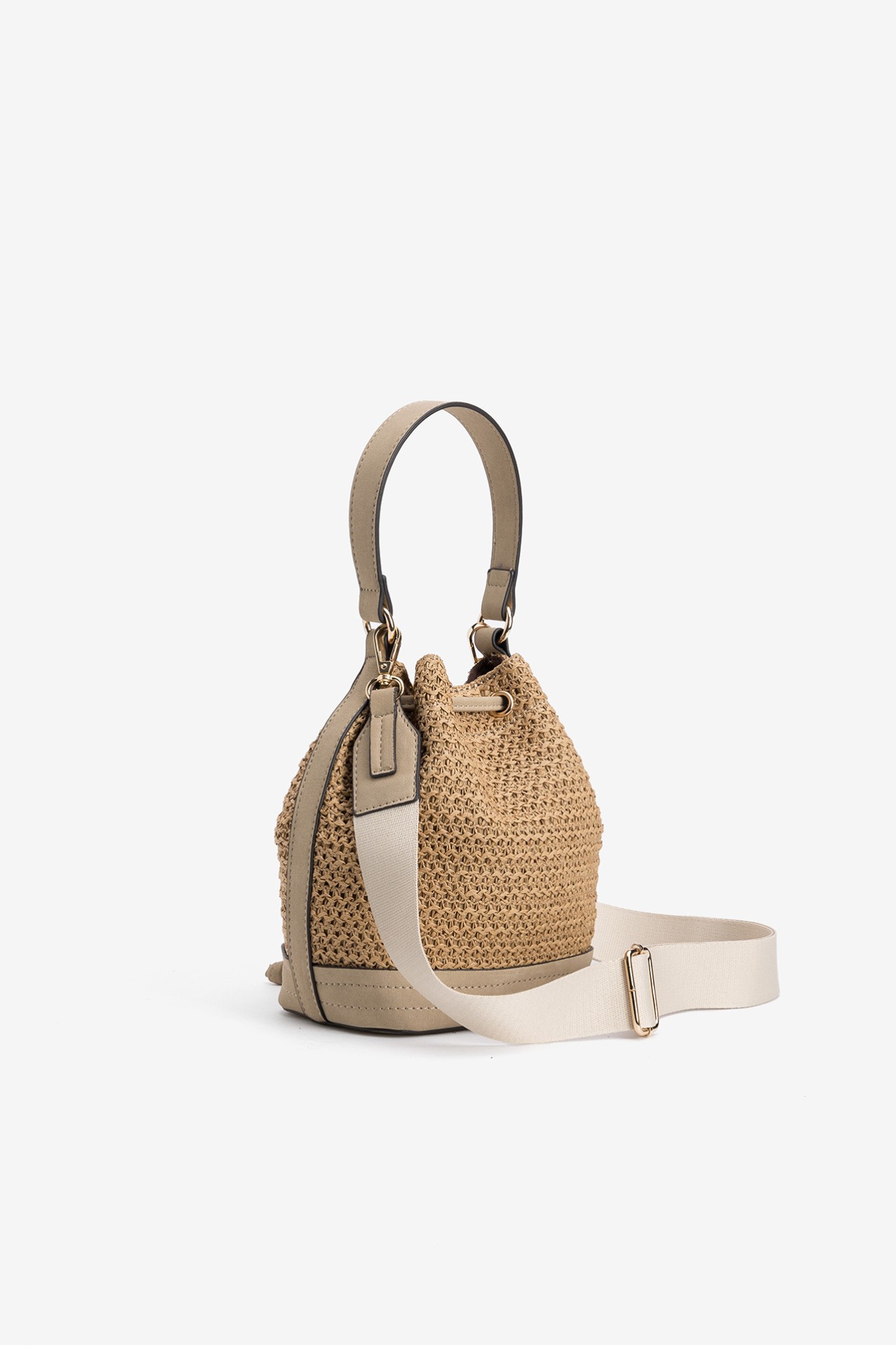 Textured Brown Bucket Bag