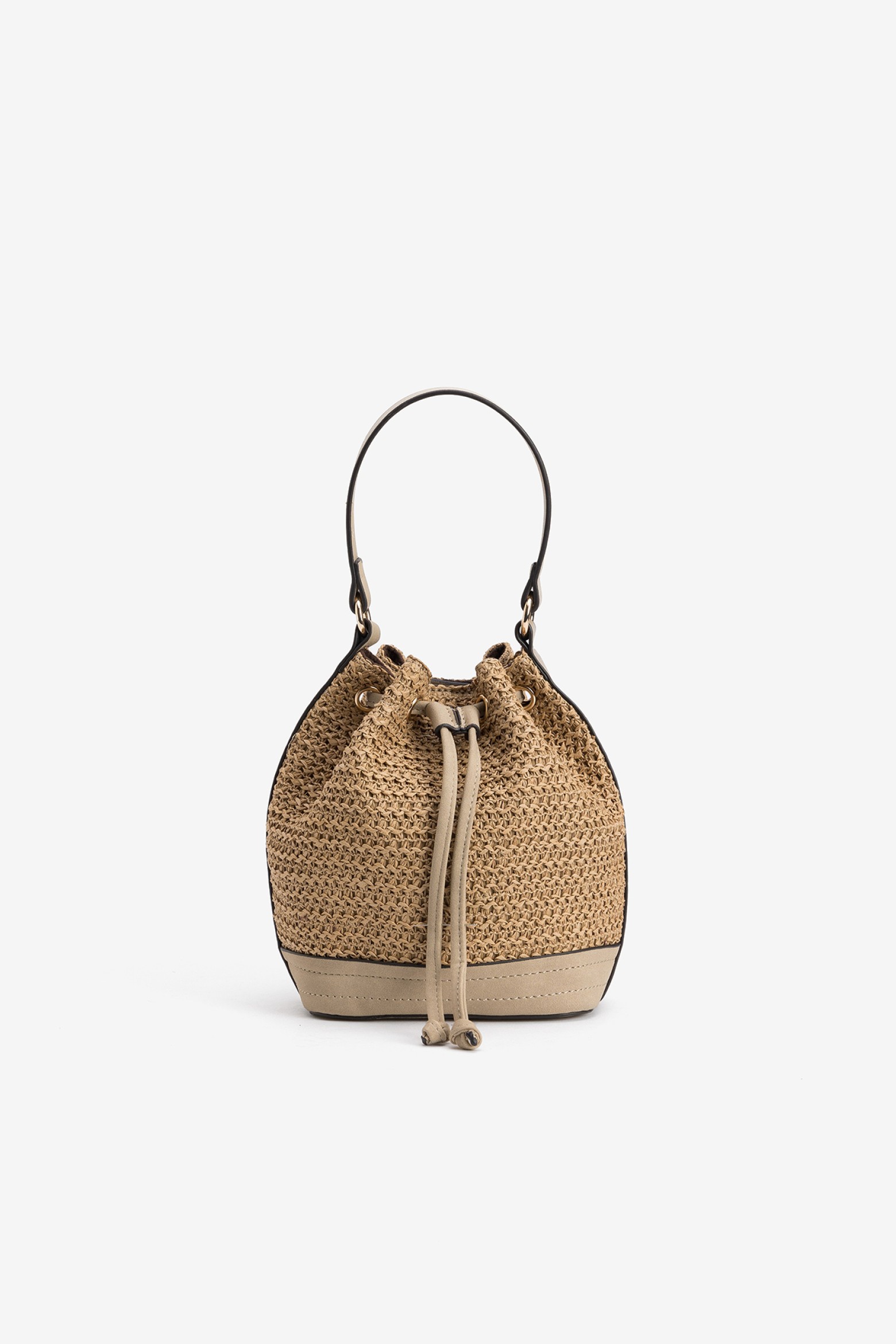 Textured Brown Bucket Bag
