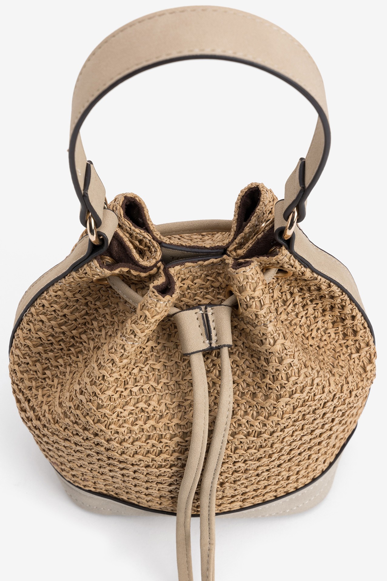 Textured Brown Bucket Bag