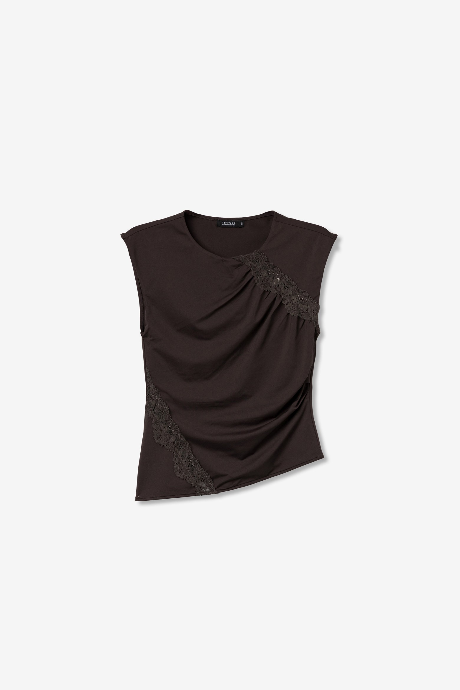 Camiseta chocolate drapeada