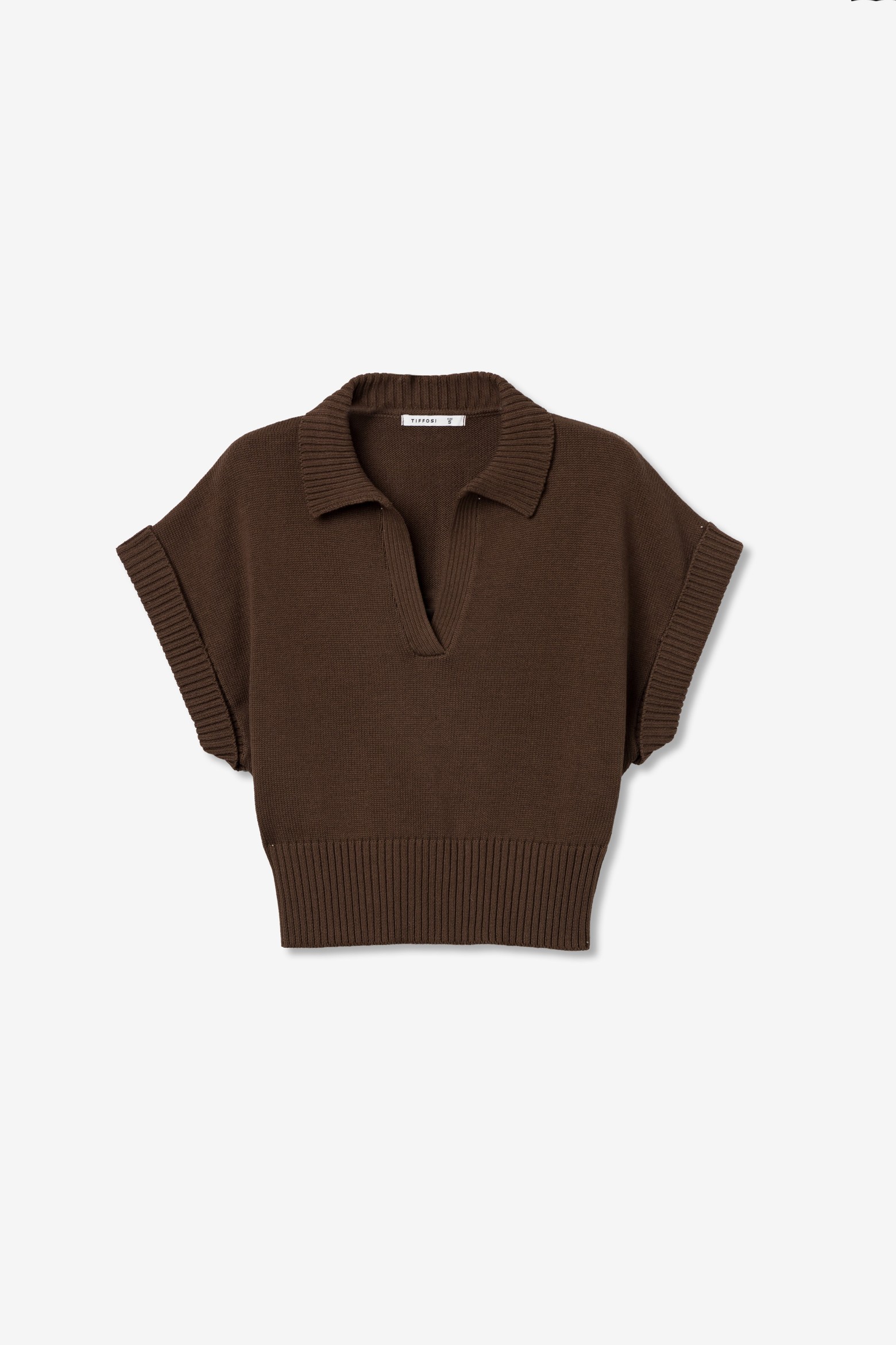 Brown Short Sleeve Knit Top