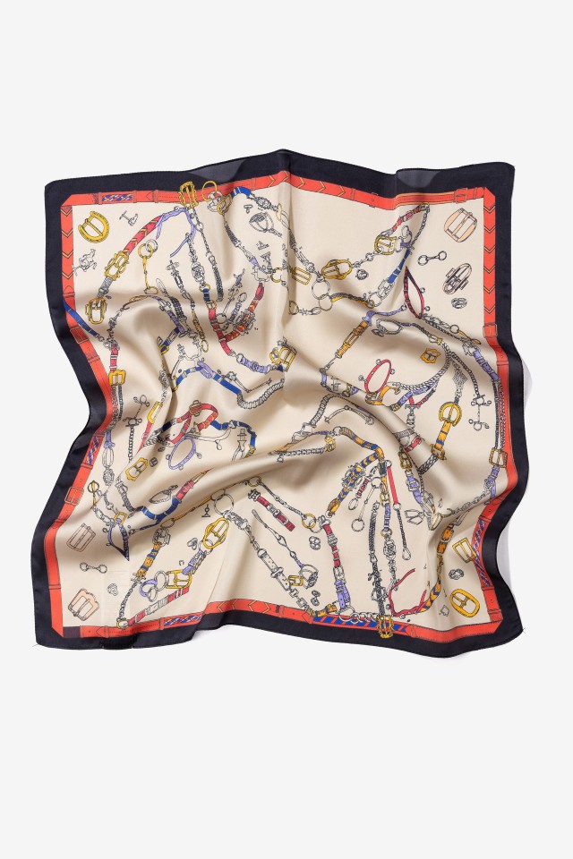 Light Beige Chain Print Scarf