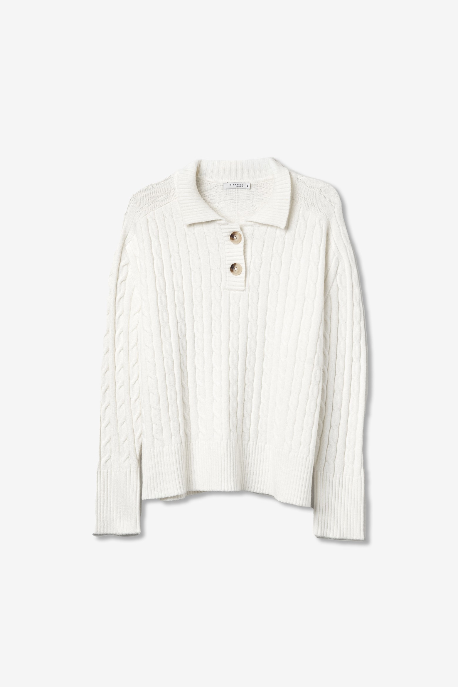 Beige Knit Polo Sweater