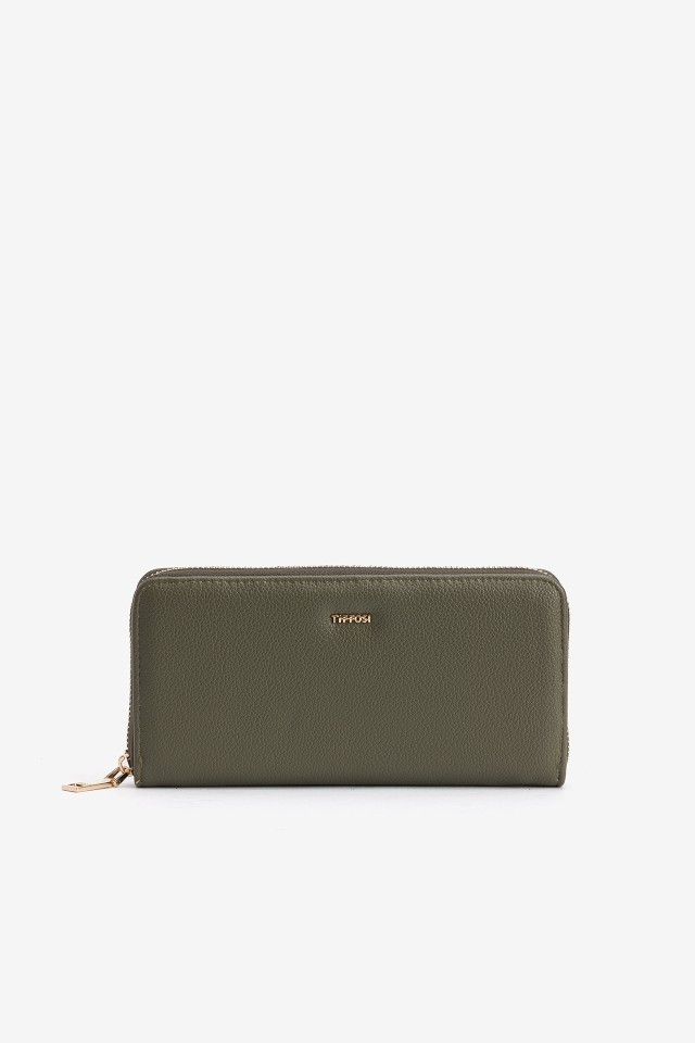 Green Wallet Gold Zip