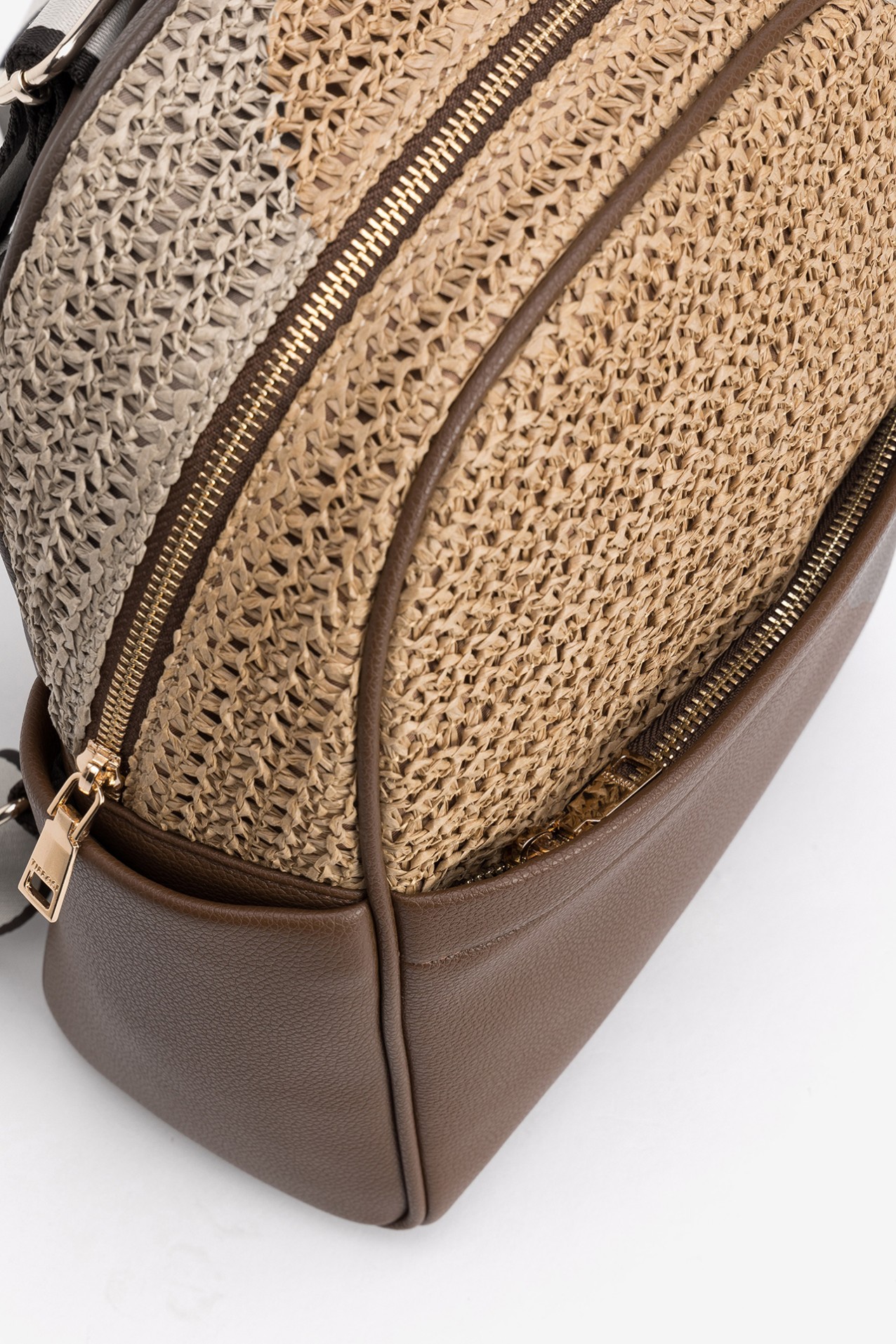 Brown Backpack With Woven Detail