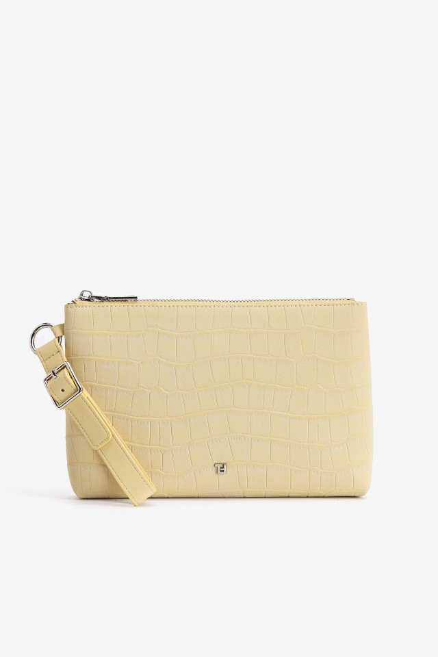 Light Yellow Croc Pouch