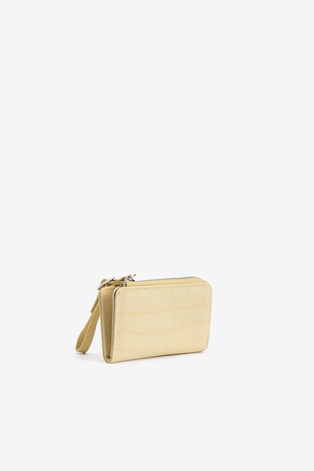 Monedero amarillo textura croco Monedero amarillo textura croco