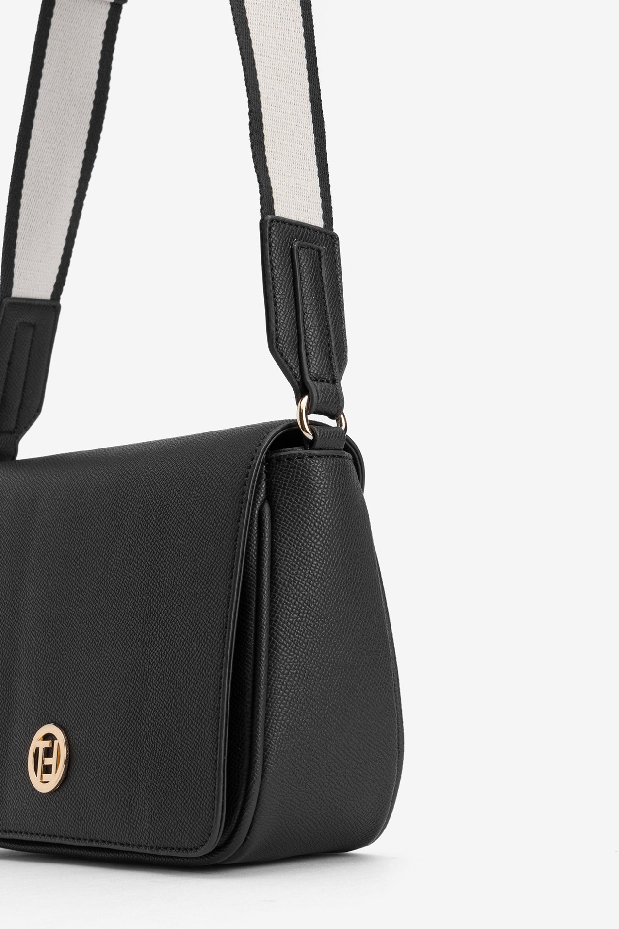 Black crossbody bag gold detail